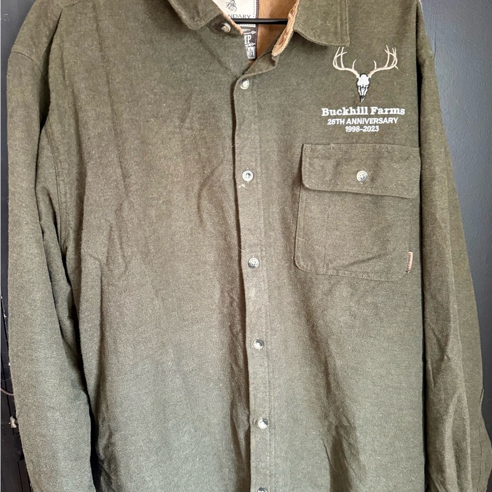VINTAGE Buckhill Farms Olive Green Men's Casual Button Down Flannel Shirt XL